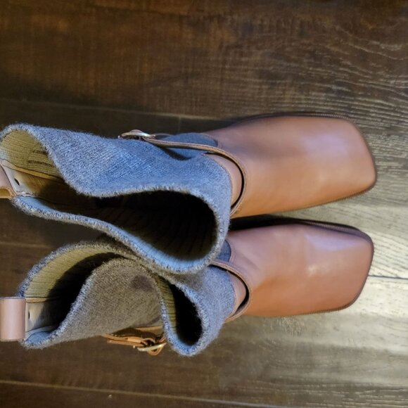 NEW Sam Edelman Marci Boots Womens 10 Retro Chic Square Toe Tan Beige - Picture 2 of 9